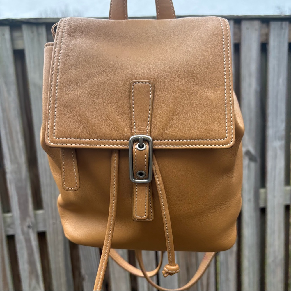 *SOLD* Coach Vintage Legacy West Small Backpack Drawstring Tan Leather